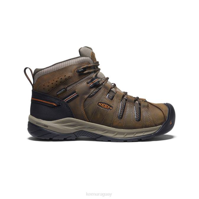 KEEN 8NRX75 calzado aceituna negra/atigrado hombres Flint II impermeable medio (puntera blanda)