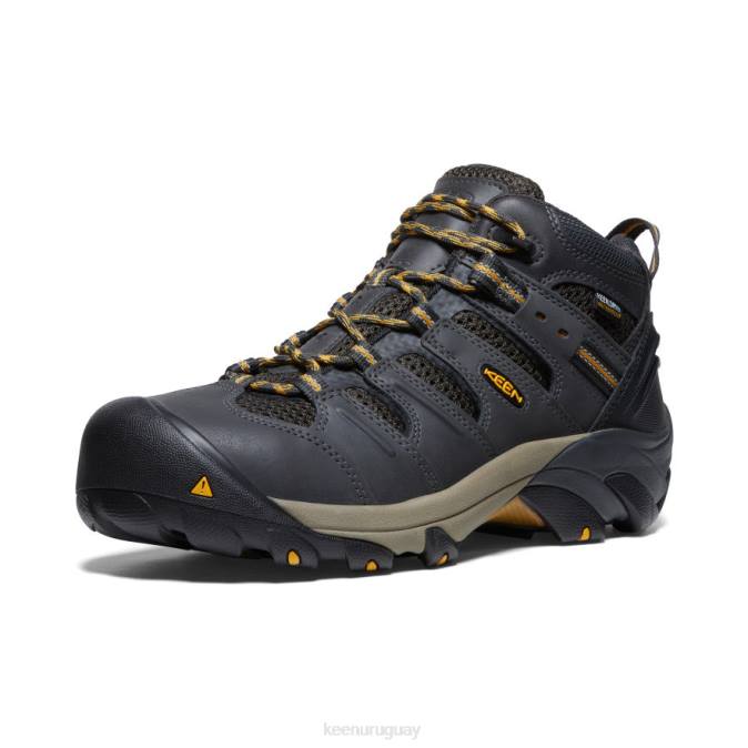 KEEN 8NRX91 calzado cuervo/olivo leonado hombres Lansing Mid impermeable (puntera de acero)