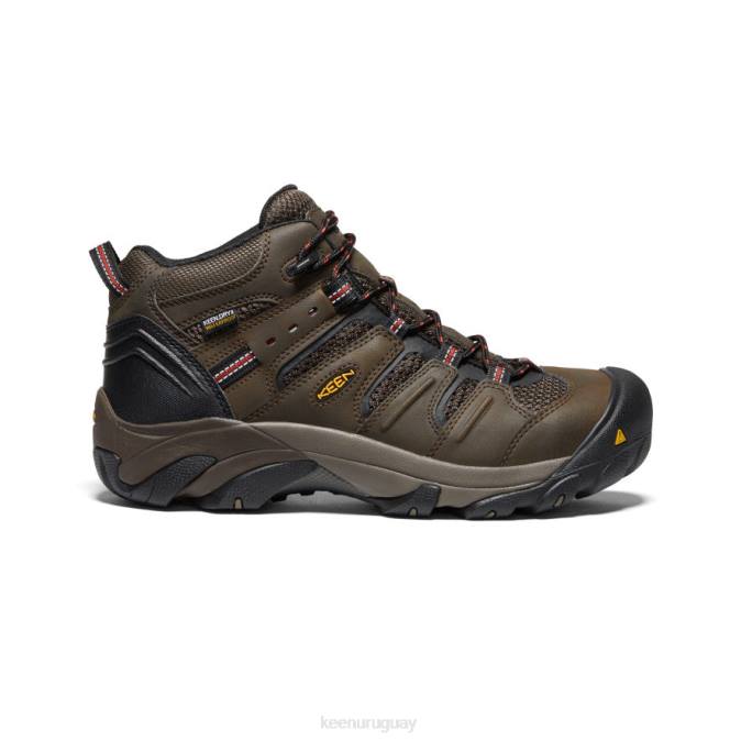 KEEN 8NRX92 calzado marrón cascada/atigrado hombres Lansing Mid impermeable (puntera de acero)