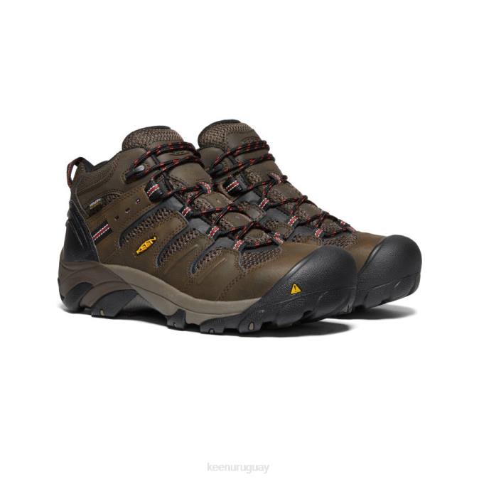 KEEN 8NRX92 calzado marrón cascada/atigrado hombres Lansing Mid impermeable (puntera de acero)