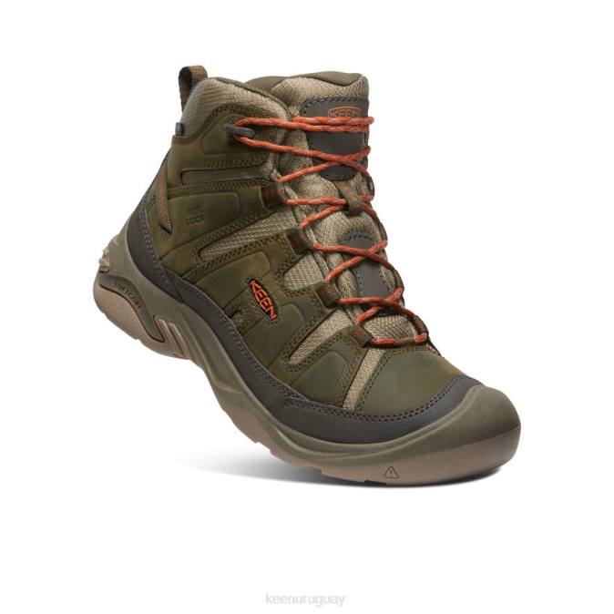 KEEN 8NRX73 calzado oliva oscuro/arcilla de alfarero hombres bota impermeable circadia