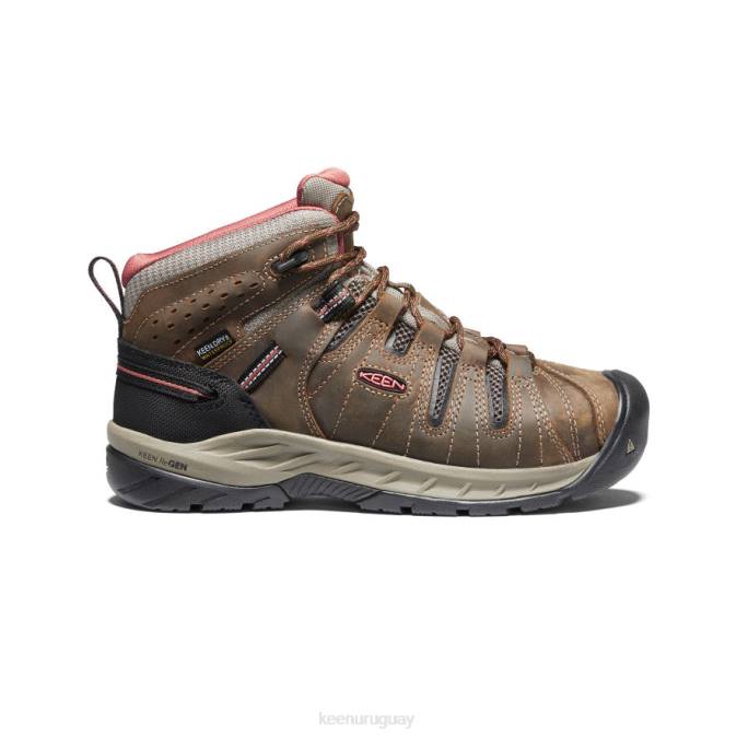 KEEN 8NRX608 calzado marrón cascada/polvo de ladrillo mujer Bota impermeable Flint II (puntera blanda)