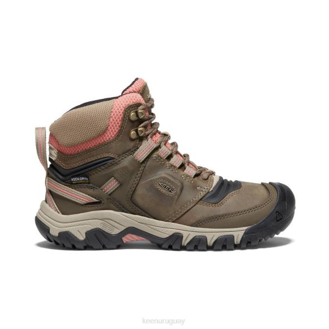 KEEN 8NRX573 calzado lobo de madera/polvo de ladrillo mujer bota impermeable ridge flex
