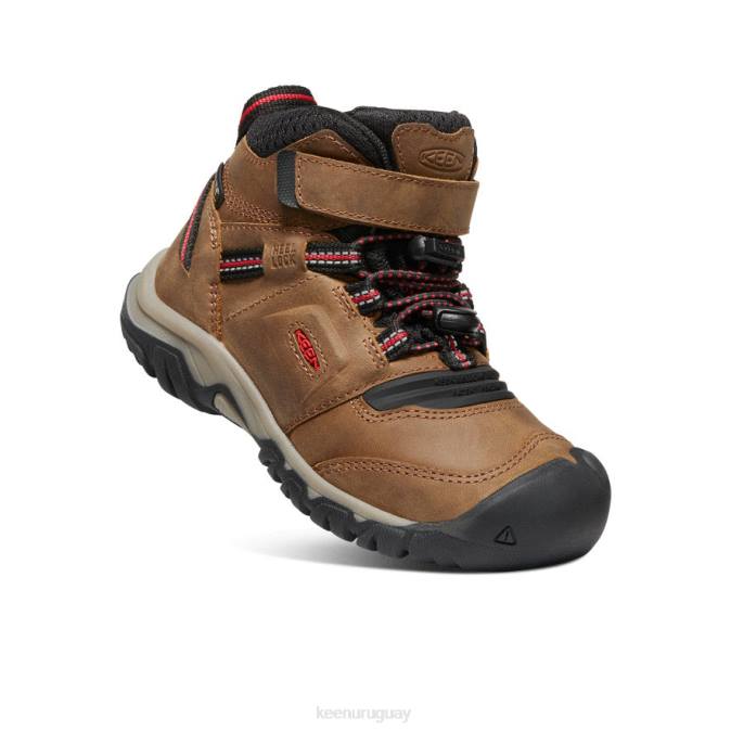 KEEN 8NRX905 calzado bisonte/alfombra roja pequeños niños bota impermeable ridge flex