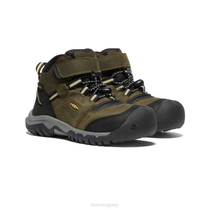 KEEN 8NRX907 calzado oliva oscuro/cidra oscura pequeños niños bota impermeable ridge flex