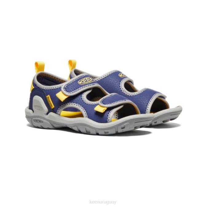 KEEN 8NRX771 calzado profundidades azules/amarillo pequeños niños Knotch Creek con puntera abierta