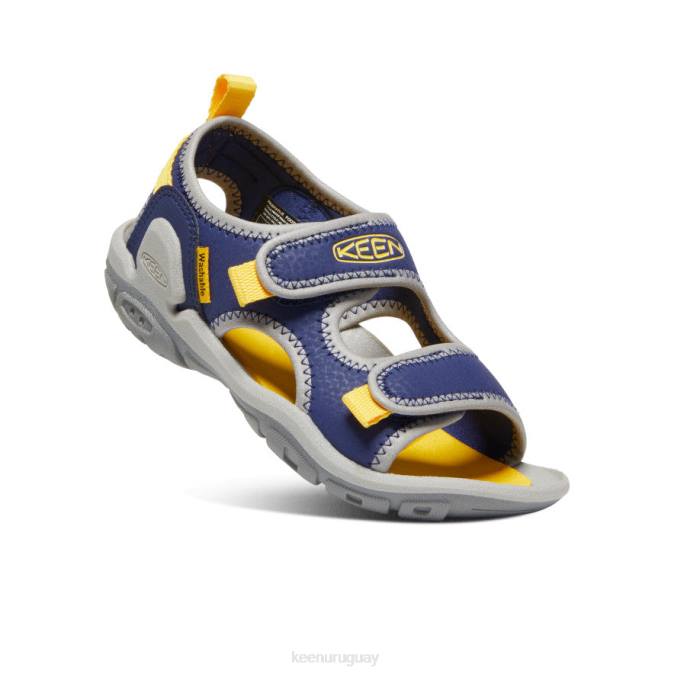 KEEN 8NRX771 calzado profundidades azules/amarillo pequeños niños Knotch Creek con puntera abierta