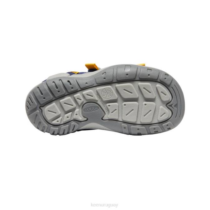 KEEN 8NRX771 calzado profundidades azules/amarillo pequeños niños Knotch Creek con puntera abierta
