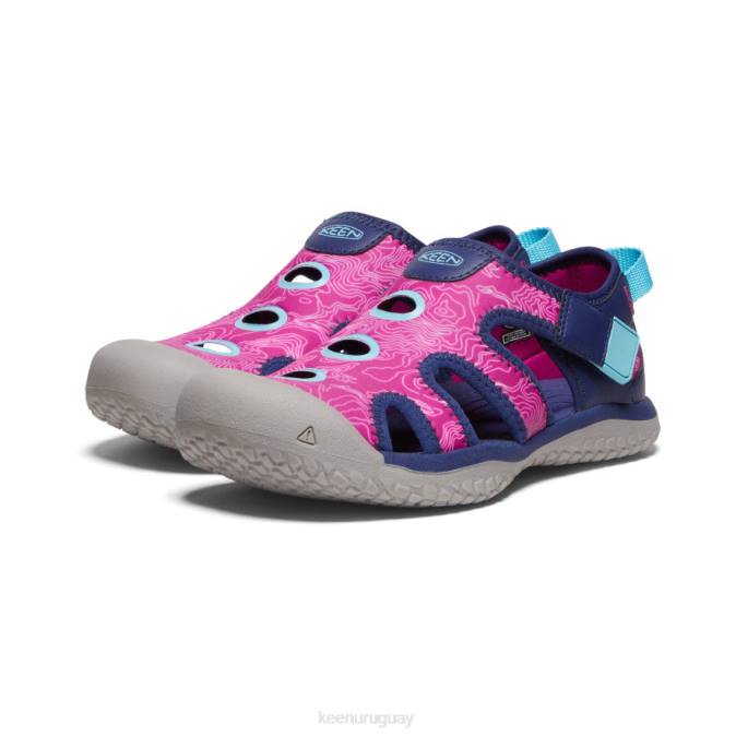 KEEN 8NRX917 calzado azul profundo/festival fucsia niños grandes sandalia raya