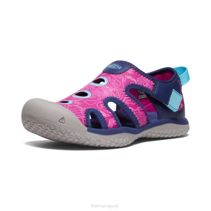 KEEN 8NRX917 calzado azul profundo/festival fucsia niños grandes sandalia raya