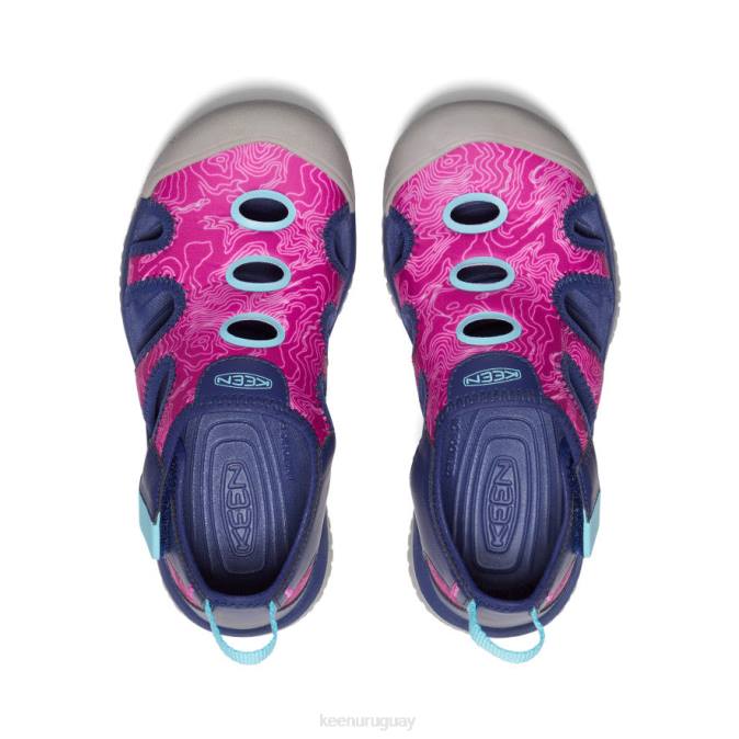 KEEN 8NRX917 calzado azul profundo/festival fucsia niños grandes sandalia raya