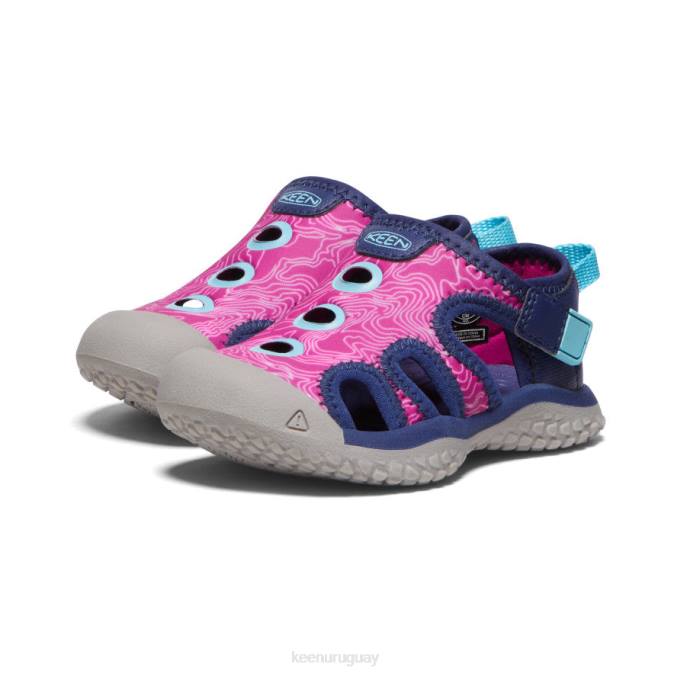 KEEN 8NRX945 calzado azul profundo/festival fucsia niños pequeños sandalia raya