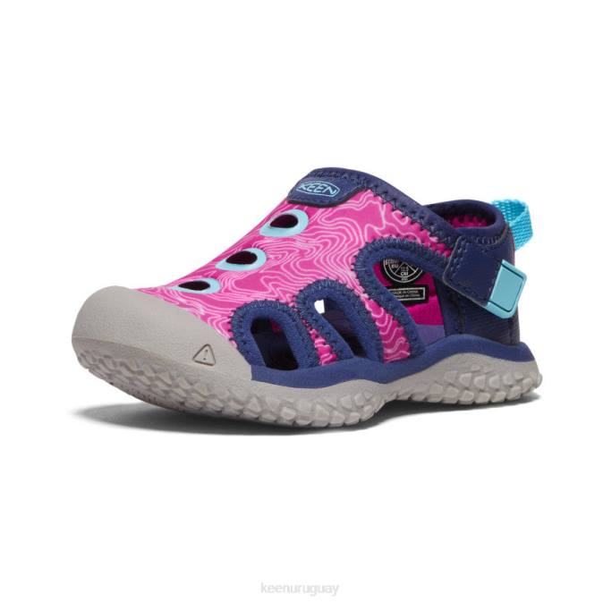 KEEN 8NRX945 calzado azul profundo/festival fucsia niños pequeños sandalia raya