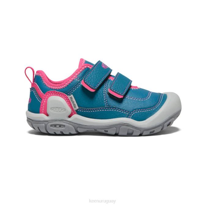KEEN 8NRX942 calzado coral azul/pavo real rosa pequeños niños tenis con doble tira hueca y nudo