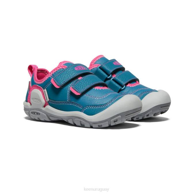 KEEN 8NRX942 calzado coral azul/pavo real rosa pequeños niños tenis con doble tira hueca y nudo