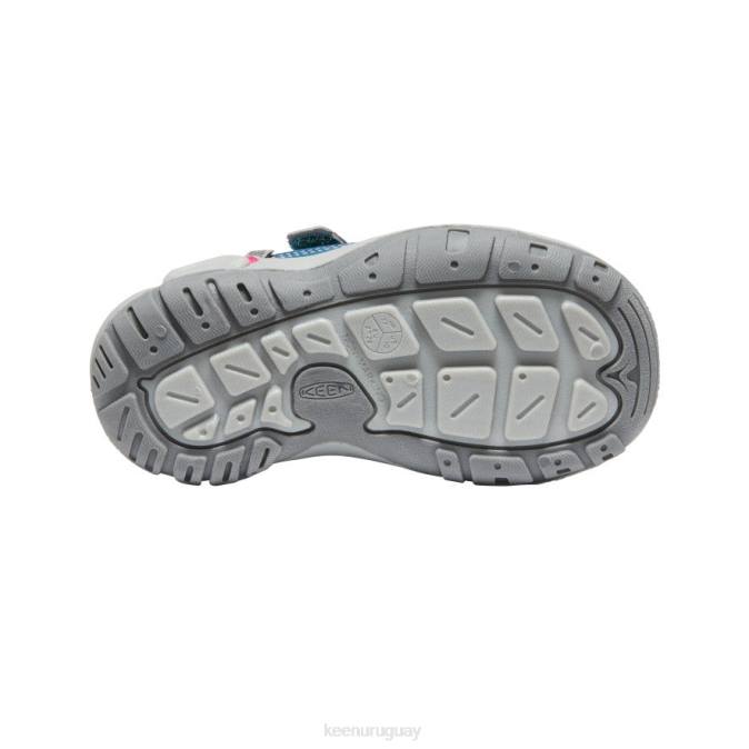 KEEN 8NRX942 calzado coral azul/pavo real rosa pequeños niños tenis con doble tira hueca y nudo