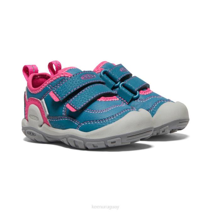 KEEN 8NRX959 calzado coral azul/pavo real rosa niños pequeños tenis con doble tira hueca y nudo