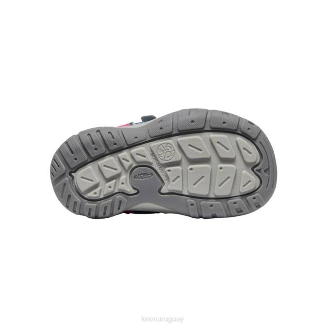 KEEN 8NRX959 calzado coral azul/pavo real rosa niños pequeños tenis con doble tira hueca y nudo